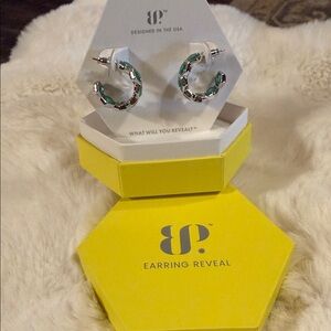 BP. Emerald ice Crystal Hoop Earrings — Rhodium plating Accents